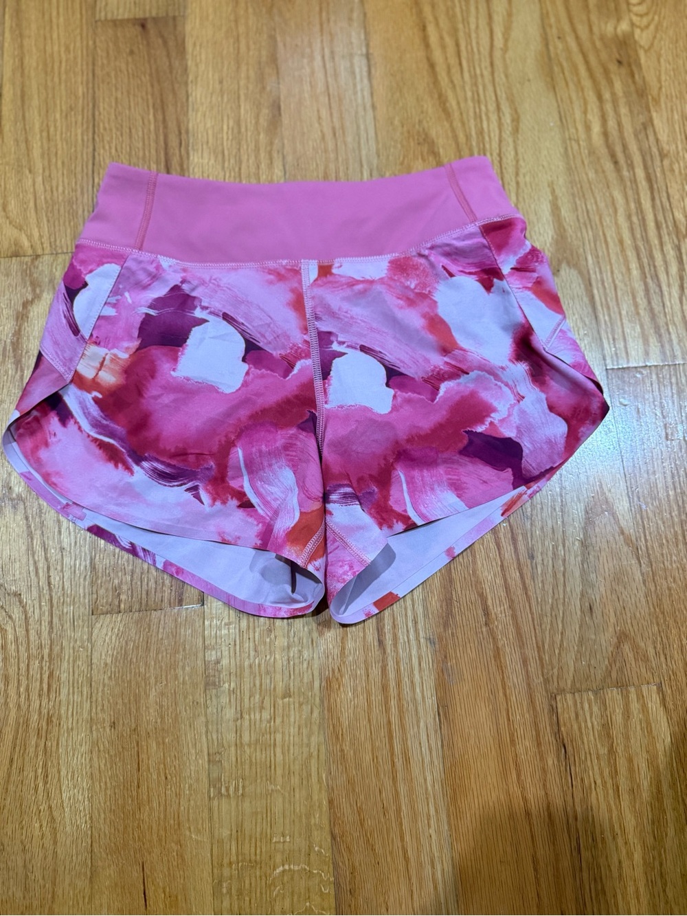 Athleta "Run With It" Lined Shorts — Pink Floral